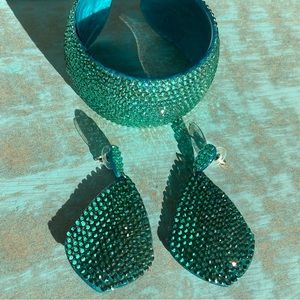 Green Resin Earrings and Cuff Set NWOT